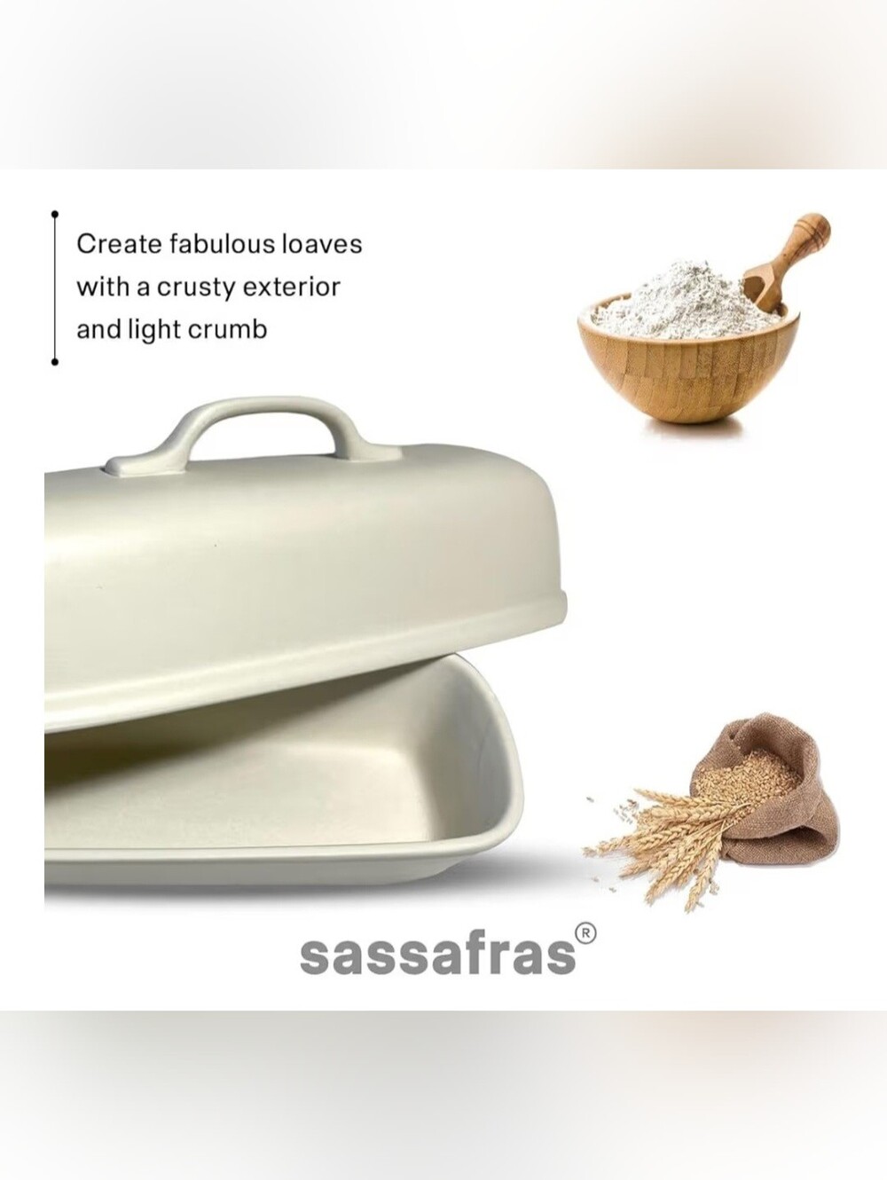 Ceramic Bread Baker with Lid In Bisque - Picture 5 of 6